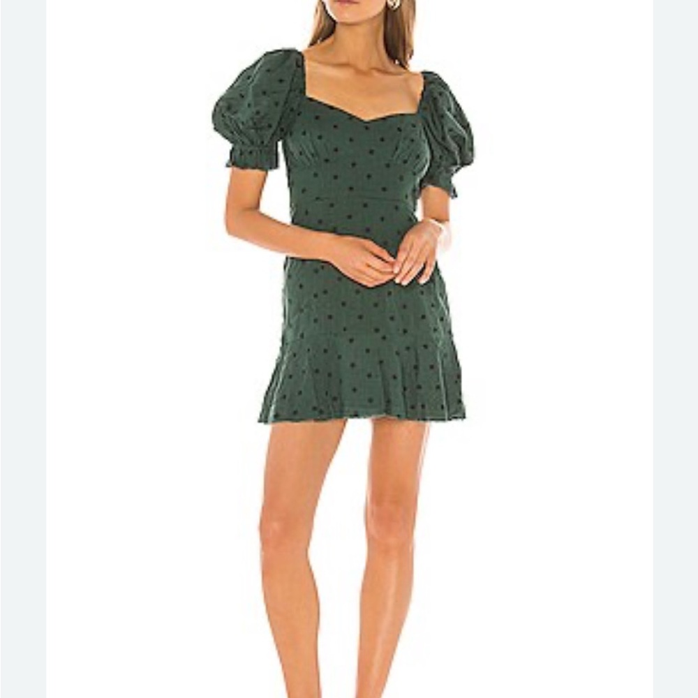 Revolve Green Puff Sleeve Dress